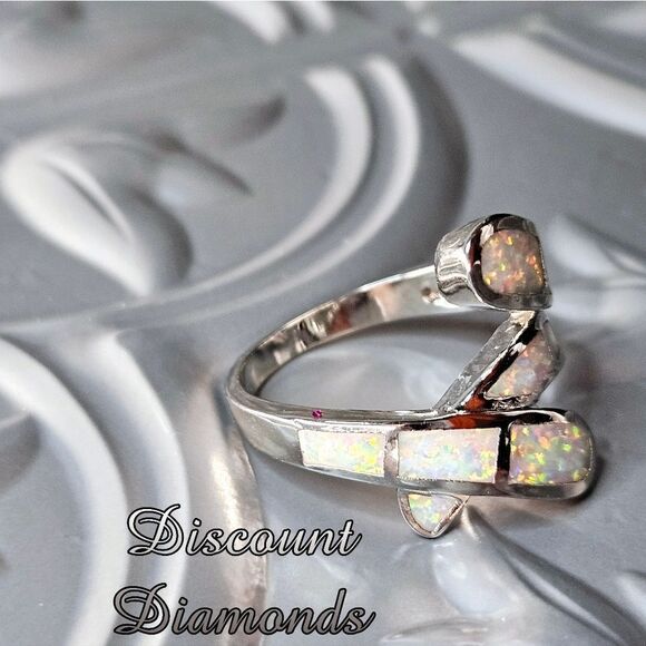 White Fire Opal Ring on Silver - Women's Jewelry - Picture 5 of 10